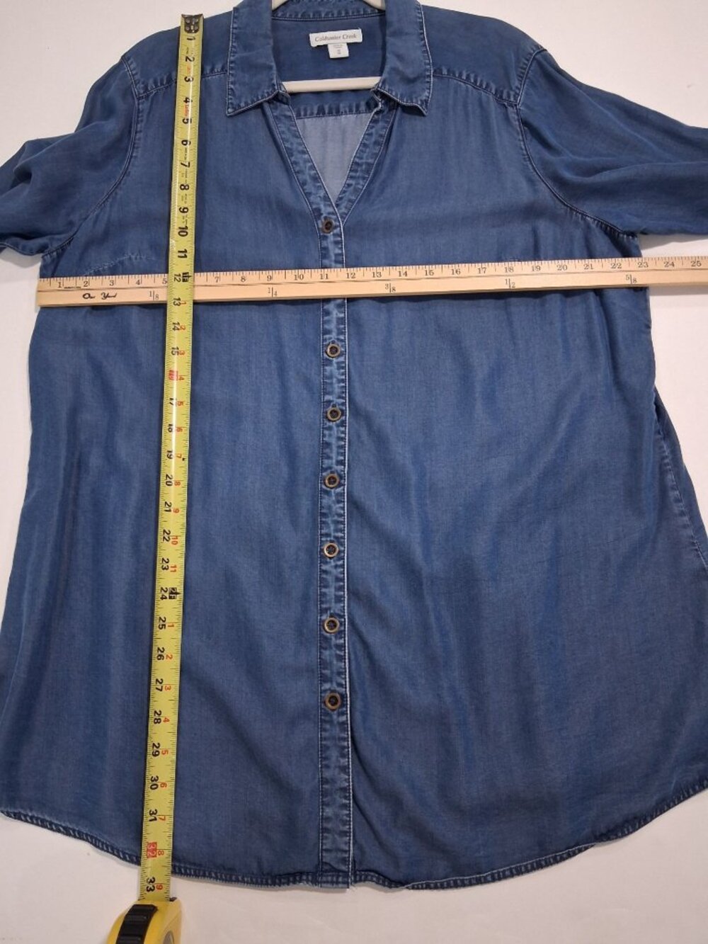 Coldwater Creek Blue Chambray Lyocell Button-Front Tunic Size 1X - Picture 11 of 12